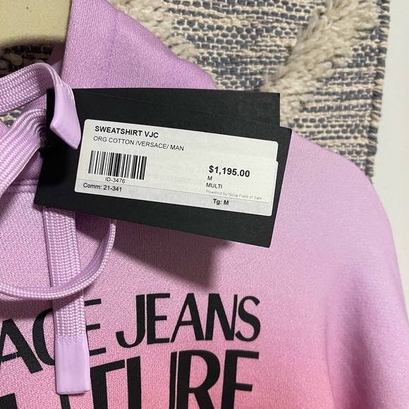 NWT VERSACE JEANS COUTURE Logo-print Gradient Hoodie - Picture 8 of 11